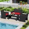 4-Piece Outdoor Wicker Patio Sofa Set with Loveseat Single Chairs Coffee Table Included Cushions